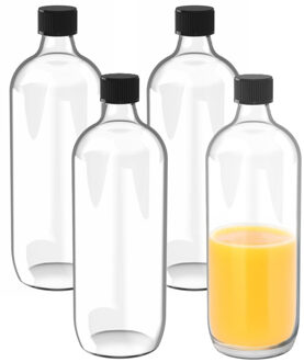 Glazen flessen met schroefdop - 10x - Transparant - 1000 ml - Weckflessen - Luchtdicht