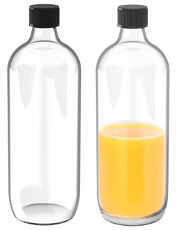 Glazen flessen met schroefdop - 2x - Transparant - 1000 ml - Weckflessen - Luchtdicht