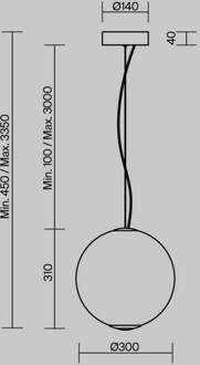 glazen hanglamp Bruma, chroom/wit, hoogte 31 cm chroom, wit