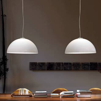 Glazen hanglamp DRESS wit, chroom