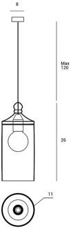 Glazen hanglamp Ebe 1-lamp helder goud, helder