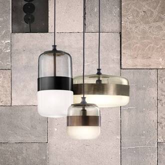 Glazen hanglamp Futura in brons, 40 cm zwart mat, topas, amber, brons