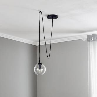 Glazen hanglamp, gedecentraliseerd, zwart, helder, glas, Ø 14cm