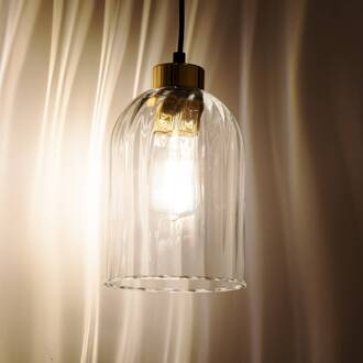 Glazen hanglamp Satipo, 1-lamp, transparant zwart, transparant