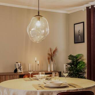 Glazen hanglamp Sol, Ø 35cm, zwart/helder zwart, transparant