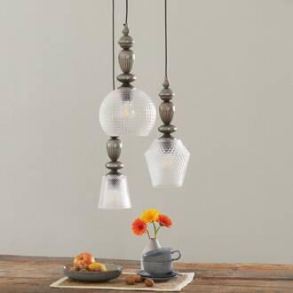 Glazen hanglamp Talisa, 3-lamps tin, helder