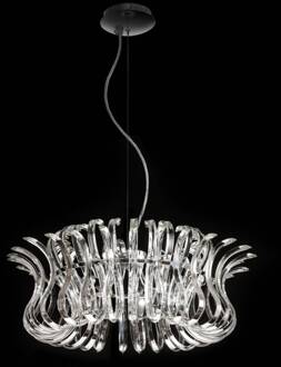 Glazen hanglamp Wave met 65 cm doorsnede zilver, helder