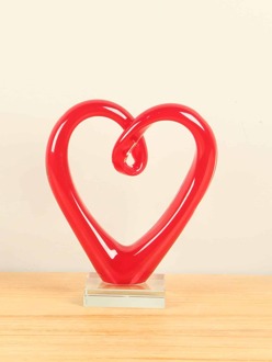 Glazen hart rood, 21 cm.