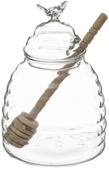 Glazen honingpot met honinglepel/stokje 400ml