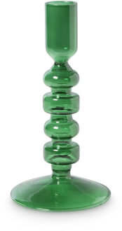 Glazen kandelaar hoekig - groen - ø9x16.5 cm Transparant