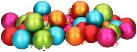 Glazen kerstballen 40x stuks gekleurd mix 6 cm - Kerstbal Multikleur