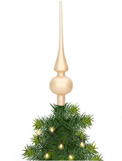 Glazen kerstboom piek/topper champagne mat 26 cm - kerstboompieken Champagnekleurig