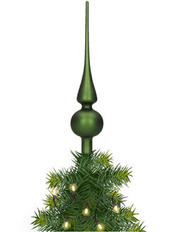 Glazen kerstboom piek/topper dennengroen mat 26 cm - kerstboompieken