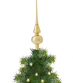 Glazen kerstboom piek/topper goud glans 26 cm - kerstboompieken Goudkleurig