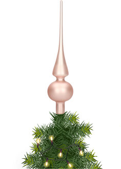 Glazen kerstboom piek/topper lichtroze mat 26 cm - kerstboompieken