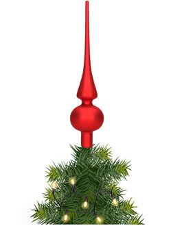 Glazen kerstboom piek/topper rood mat 26 cm - kerstboompieken