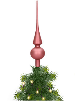 Glazen kerstboom piek/topper velvet roze mat 26 cm - kerstboompieken