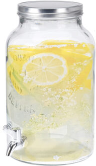 Glazen limonadetap/drankdispenser 5,5 liter met tapkraantje - Drankdispensers Transparant