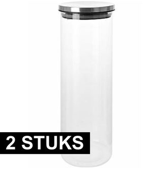 Glazen luxe keuken voorraadpotten - 2x - 31 cm - 1800 ml - voorraadbussen - met luchtdichte deksel