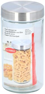 Glazen luxe voorraadpot/voorraadbus 1500 ml - 1,5 liter - 22 cm - Voorraadpot Transparant
