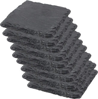Glazen Onderzetter - 10x - leisteen - 10 x 10 cm - tegen vocht kringen - antraciet