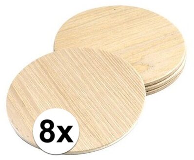 Glazen onderzetters - 8x stuks - rond - hout - D10 cm - glas onderleggers