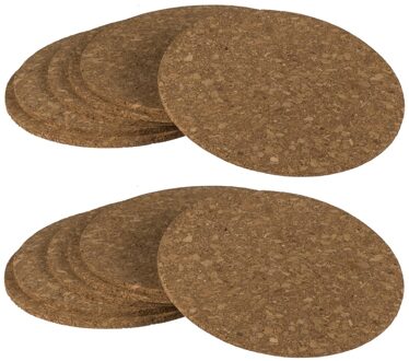 Glazen onderzetters van kurk - rond - 12x stuks - dia 9,5 cm x 3 mm