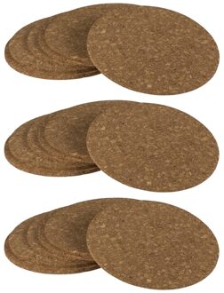 Glazen onderzetters van kurk - rond - 18x stuks - dia 9,5 cm x 3 mm