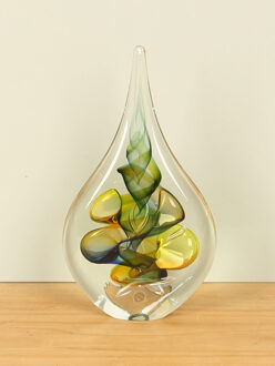 Glazen pegel plat, blauw/groen/geel