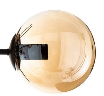 Glazen plafondlamp, zwart, amber, glas, 6-lamps, E14
