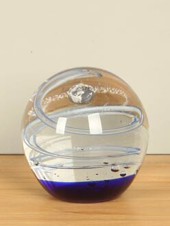 Glazen presse papier Spiraal blauw/wit Ø 11 cm