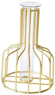 Glazen Reageerbuis Vazen Met Metalen Vaas Houder Frame Europa Ambachten Ornament gouden