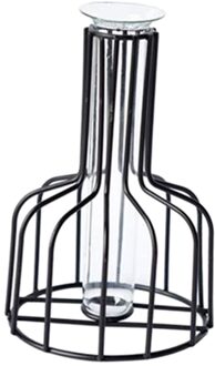 Glazen Reageerbuis Vazen Met Metalen Vaas Houder Frame Europa Ambachten Ornament zwart