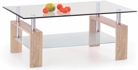 Glazen salontafel Diana H 110 cm breed in sonoma eiken Eiken,Sonoma eiken,Transparant