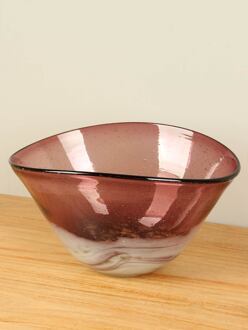 Glazen schaal/kom mauve/wit, 17 cm