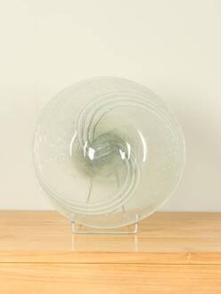 Glazen schaal M grijs/wit, Ø 38 cm