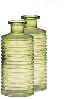 Glazen stijlvolle bloemenvaas transparant groen D14.5 en H31 cm