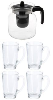 Glazen Theepot Van 1.5 Liter Met Glazen Theekopjes - Theepotten Transparant