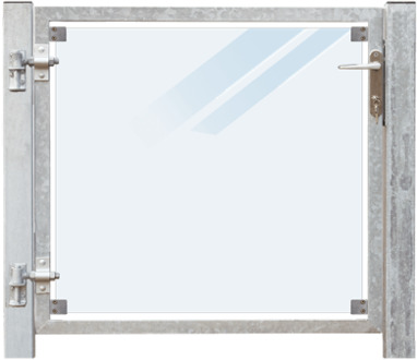 Glazen Tuinpoort Gehard Gelaagd Mat Glas 99 x 91 CM + 16 CM Stalen Palen Voor In Beton - Links Opgehangen Black