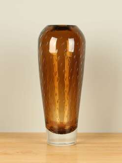 Glazen vaas bubbel oker, 40 cm
