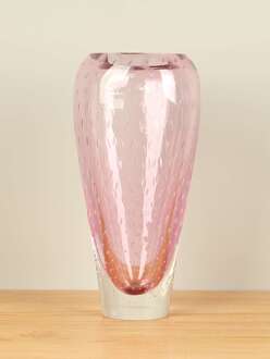 Glazen vaas bubbel roze, 40 cm