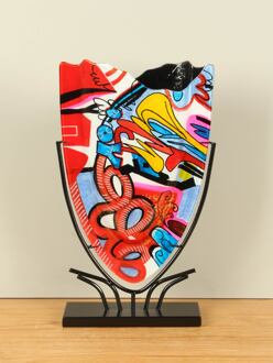 Glazen vaas Graffiti op standaard, 49 cm