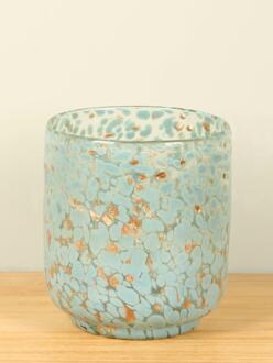 Glazen vaas grijs/groen/goud, 18 cm