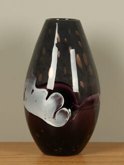 Glazen vaas grijs/lila, 33 cm