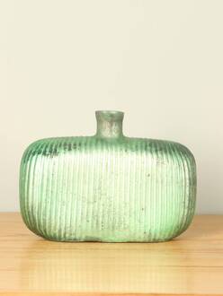 Glazen vaas groen antiek, 18 cm