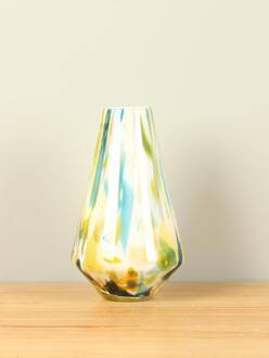 Glazen vaas groen/geel/blauw 26cm