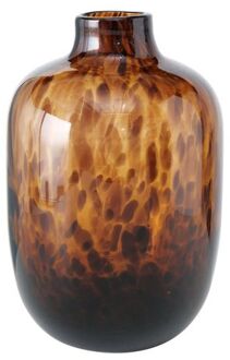 Glazen Vaas Leopard van Gevlamd Glas - 16x25 cm - Bruin