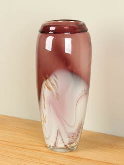 Glazen vaas mauve/wit, 35 cm