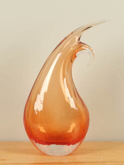 Glazen vaas oranje, onderkant craquelé, 31 cm, A003