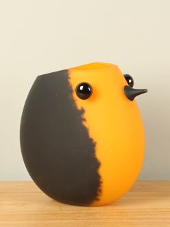 Glazen vaas oranje Vogel, 22 cm